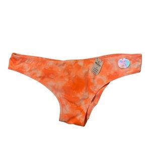 NEW PINK Victorias Secret Large Bikini Bottoms Cheeky Gym To Swim Orange Tie Dye